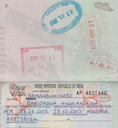 Visa et tampons Inde